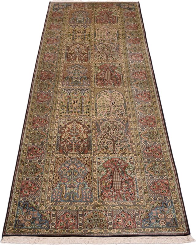 Kashmir Oriental Rug 95 × 313 cm, Silk, hand-knotted, fine — view 2
