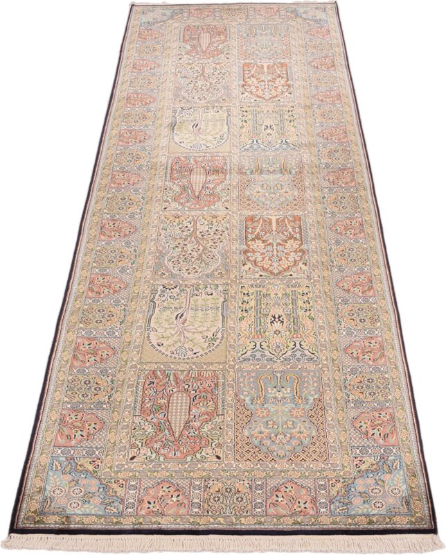 Kashmir Oriental Rug 95 × 313 cm, Silk, hand-knotted, fine — view 3