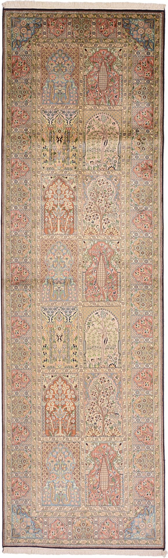 Kashmir Oriental Rug 95 × 313 cm, Silk, hand-knotted, fine