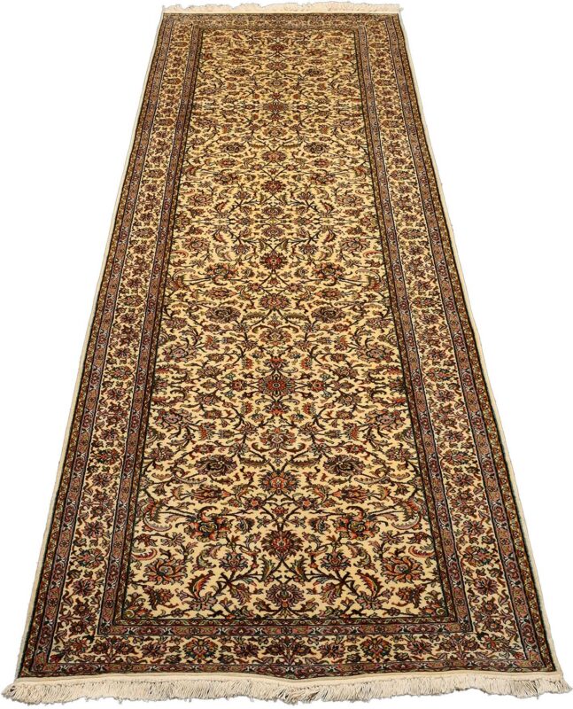 Kashmir Oriental Rug 95 × 377 cm, Silk, hand-knotted, runner — view 2