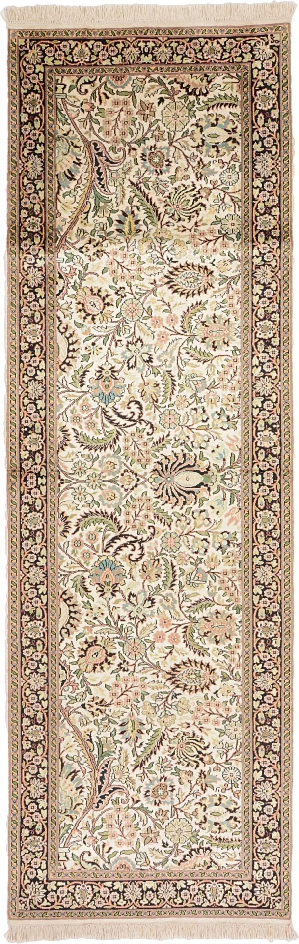 Kashmir Oriental Rug 96 × 295 cm, Silk, hand-knotted