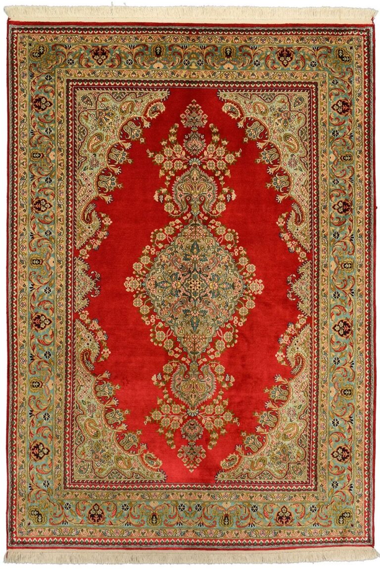 Kashmir Oriental Rug 137 × 197 cm, Silk, hand-knotted, refined