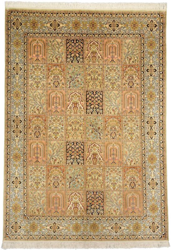 Kashmir Oriental Rug 151 × 216 cm, Silk, hand-knotted