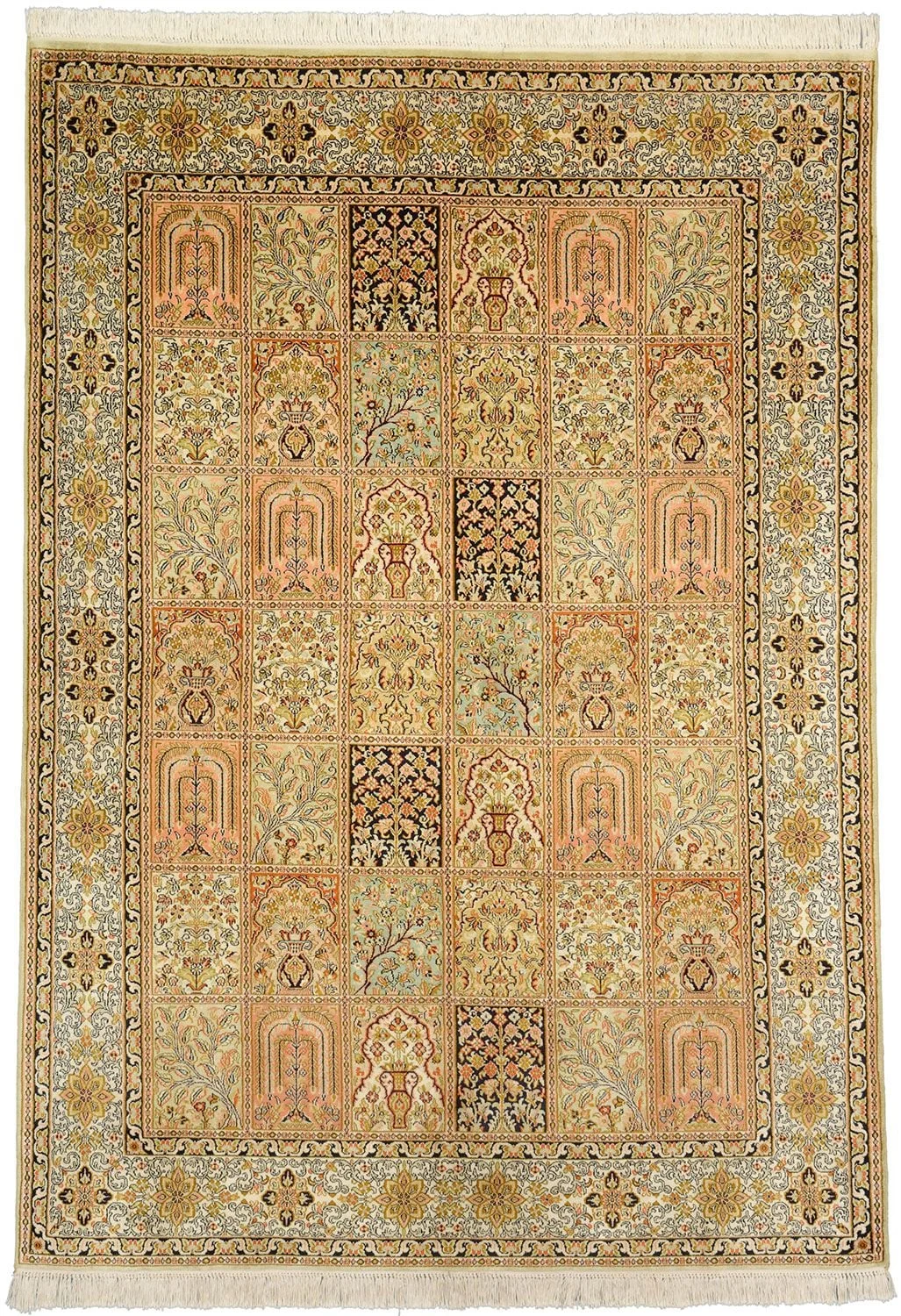 Kashmir Oriental Rug 151 × 216 cm, Silk, hand-knotted