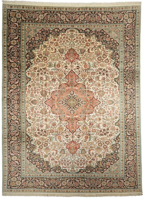 Kashmir Oriental Rug 270 × 366 cm, Silk, hand-knotted, fine