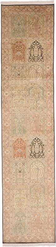 Kashmir Oriental Rug 82 × 365 cm, Silk, hand-knotted