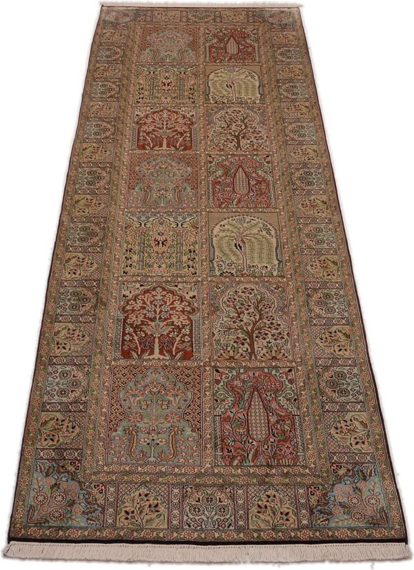 Kashmir Oriental Rug 94 × 298 cm, Silk, hand-knotted — view 2