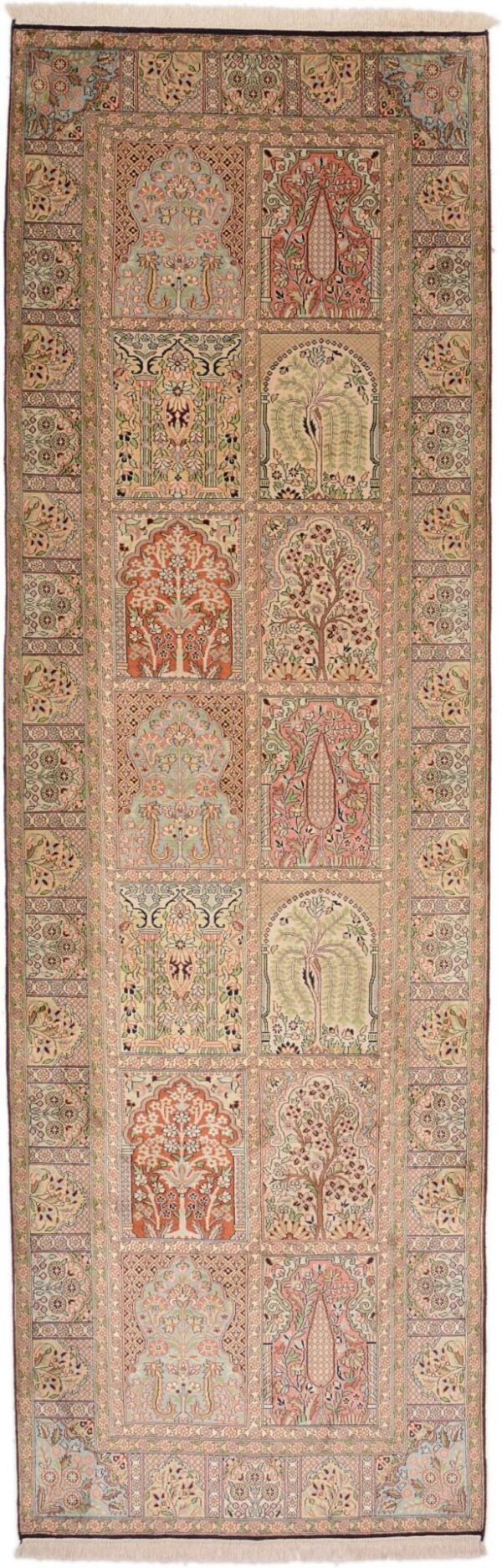 Kashmir Oriental Rug 94 × 298 cm, Silk, hand-knotted