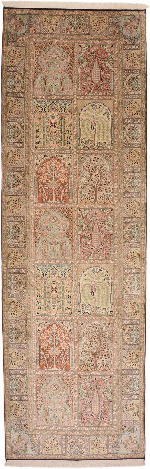 Kashmir Oriental Rug 94 × 298 cm, Silk, hand-knotted