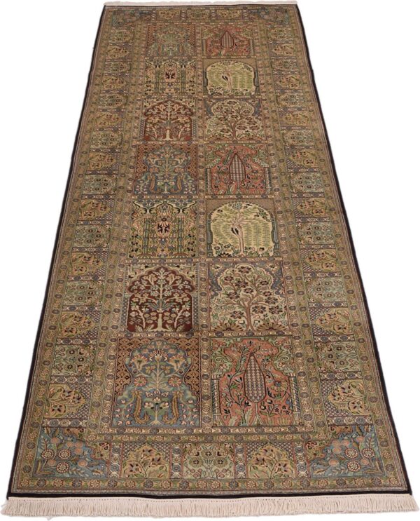 Kashmir Oriental Rug 94 × 308 cm, Silk, hand-knotted, Indian — view 2