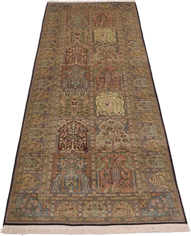 Kashmir Oriental Rug 94 × 308 cm, Silk, hand-knotted, Indian — view 2