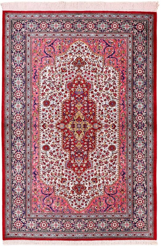 Qom Persian Rug 100 × 140 cm, Silk, hand-knotted