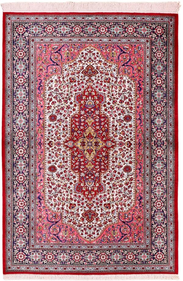 Qom Persian Rug 100 × 140 cm, Silk, hand-knotted
