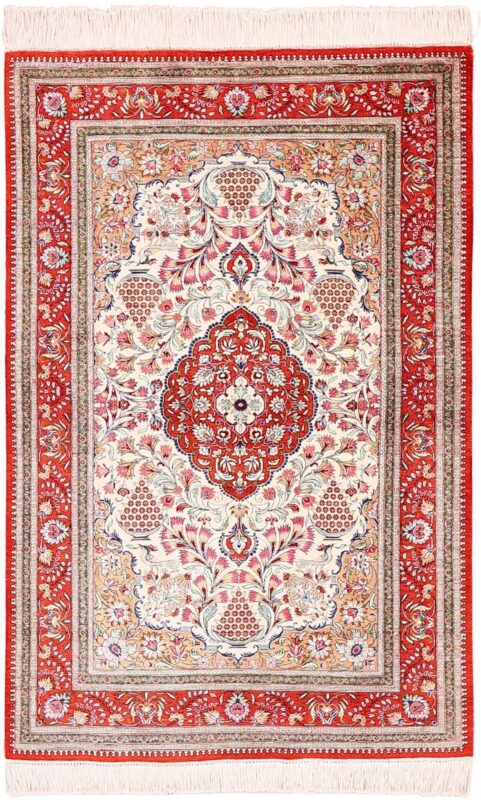 Qom Persian Rug 100 × 151 cm, Silk, hand-knotted