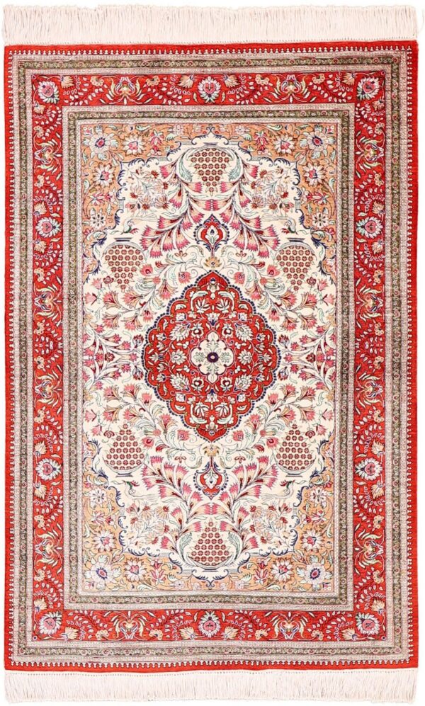 Qom Persian Rug 100 × 151 cm, Silk, hand-knotted
