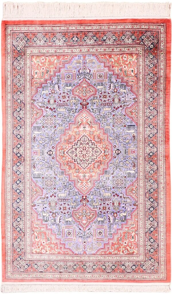 Qom Persian Rug 100 × 154 cm, Silk, hand-knotted