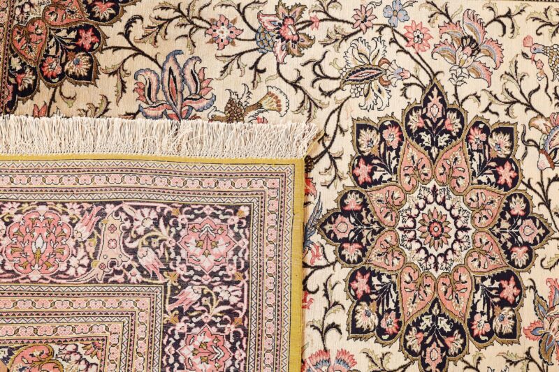 Qom Persian Rug 135 × 195 cm, Silk, hand-knotted, antique — view 8
