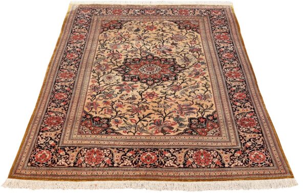 Qom Persian Rug 135 × 195 cm, Silk, hand-knotted, antique — view 2