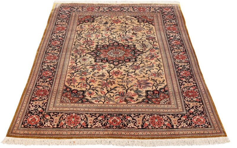 Qom Persian Rug 135 × 195 cm, Silk, hand-knotted, antique — view 2