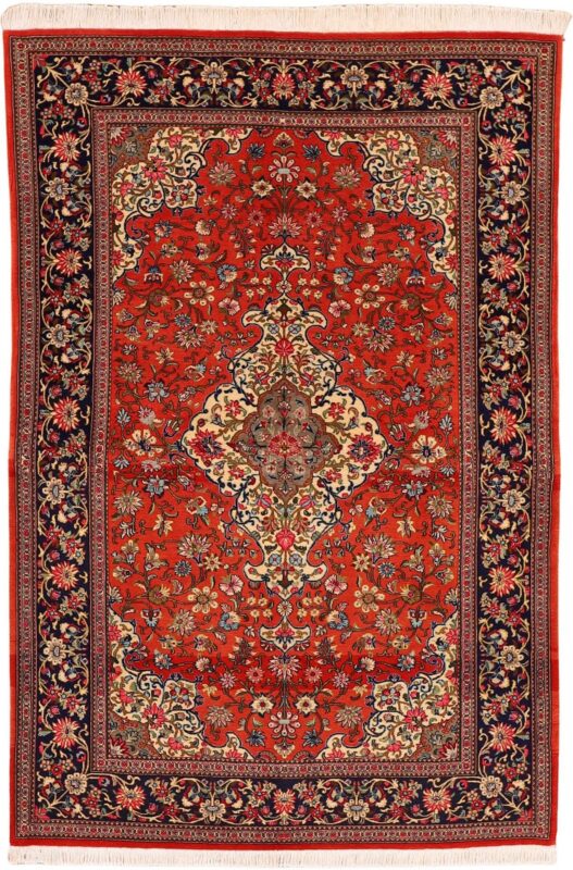 Qom Persian Rug 135 × 200 cm, Wool and Silk, hand-knotted