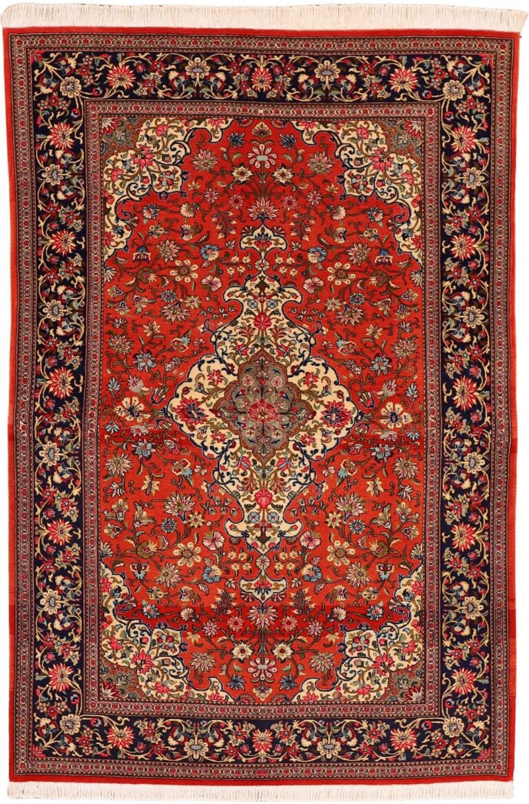 Qom Persian Rug 135 × 200 cm, Wool and Silk, hand-knotted