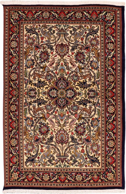 Qom Persian Rug 135 × 219 cm, Wool and Silk, hand-knotted Qom Persian Rug 135 × 219 cm, Wool and Silk, hand-knotted