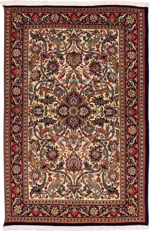 Qom Persian Rug 135 × 219 cm, Wool and Silk, hand-knotted Qom Persian Rug 135 × 219 cm, Wool and Silk, hand-knotted