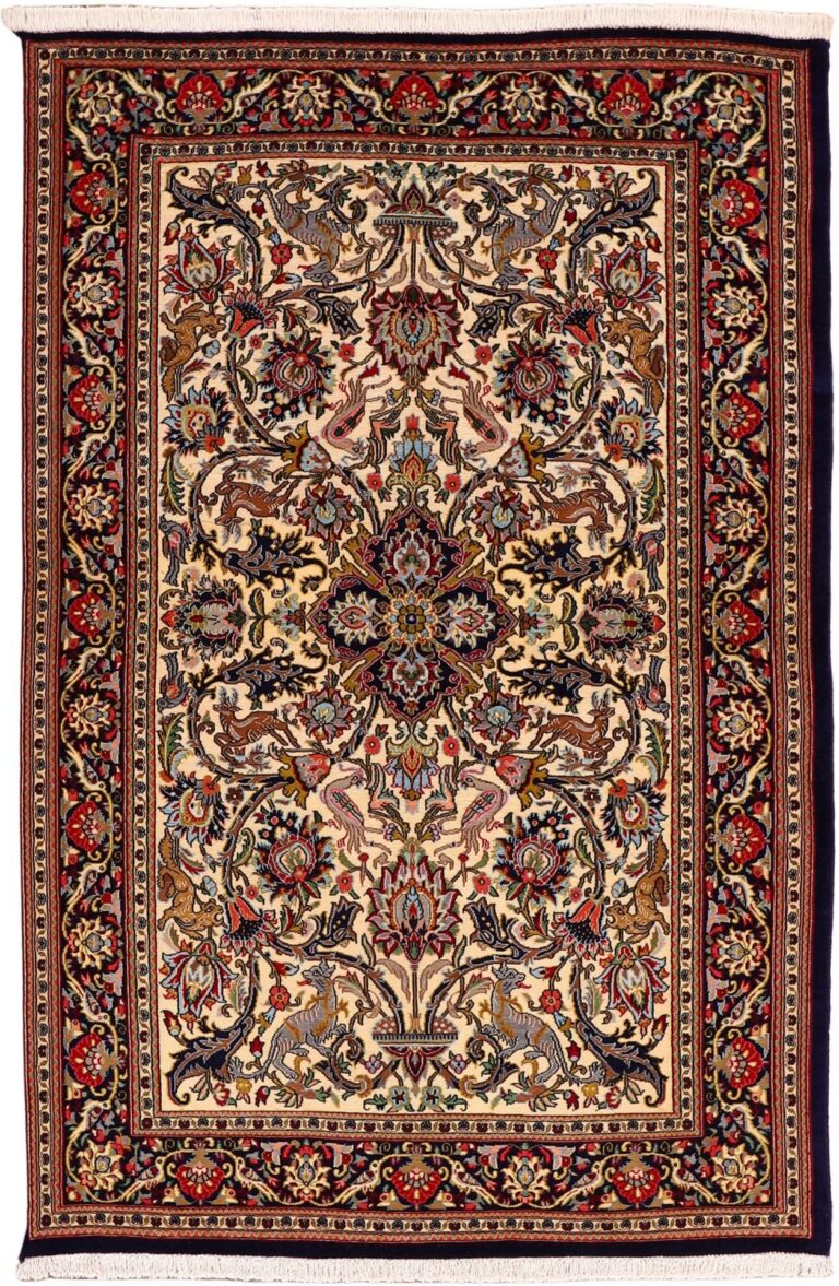 Qom Persian Rug 135 × 219 cm, Wool and Silk, hand-knotted