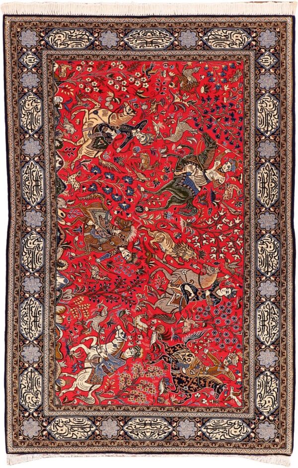 Qom Persian Rug 137 × 212 cm, Wool and Silk, hand-knotted