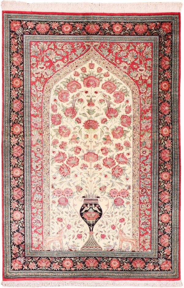 Qom Persian Rug 139 × 207 cm, Silk, hand-knotted, exclusive