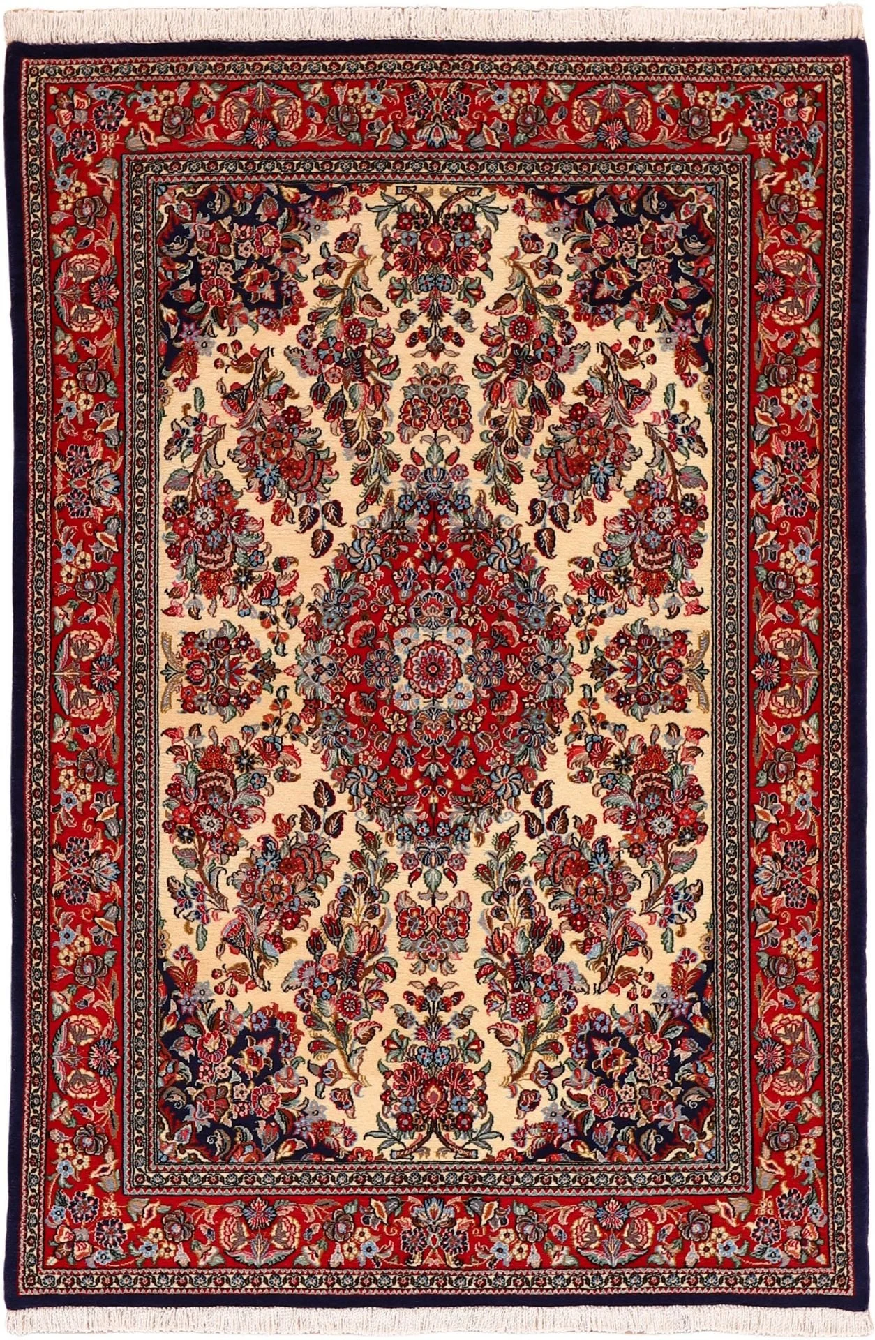 Qom Persian Rug 140 × 207 cm, Wool and Silk, hand-knotted