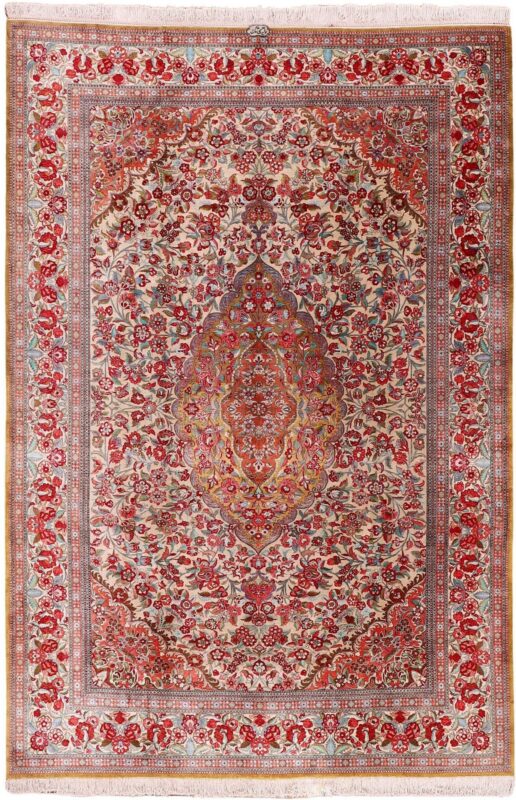 Qom Persian Rug 212 × 318 cm, Silk, hand-knotted