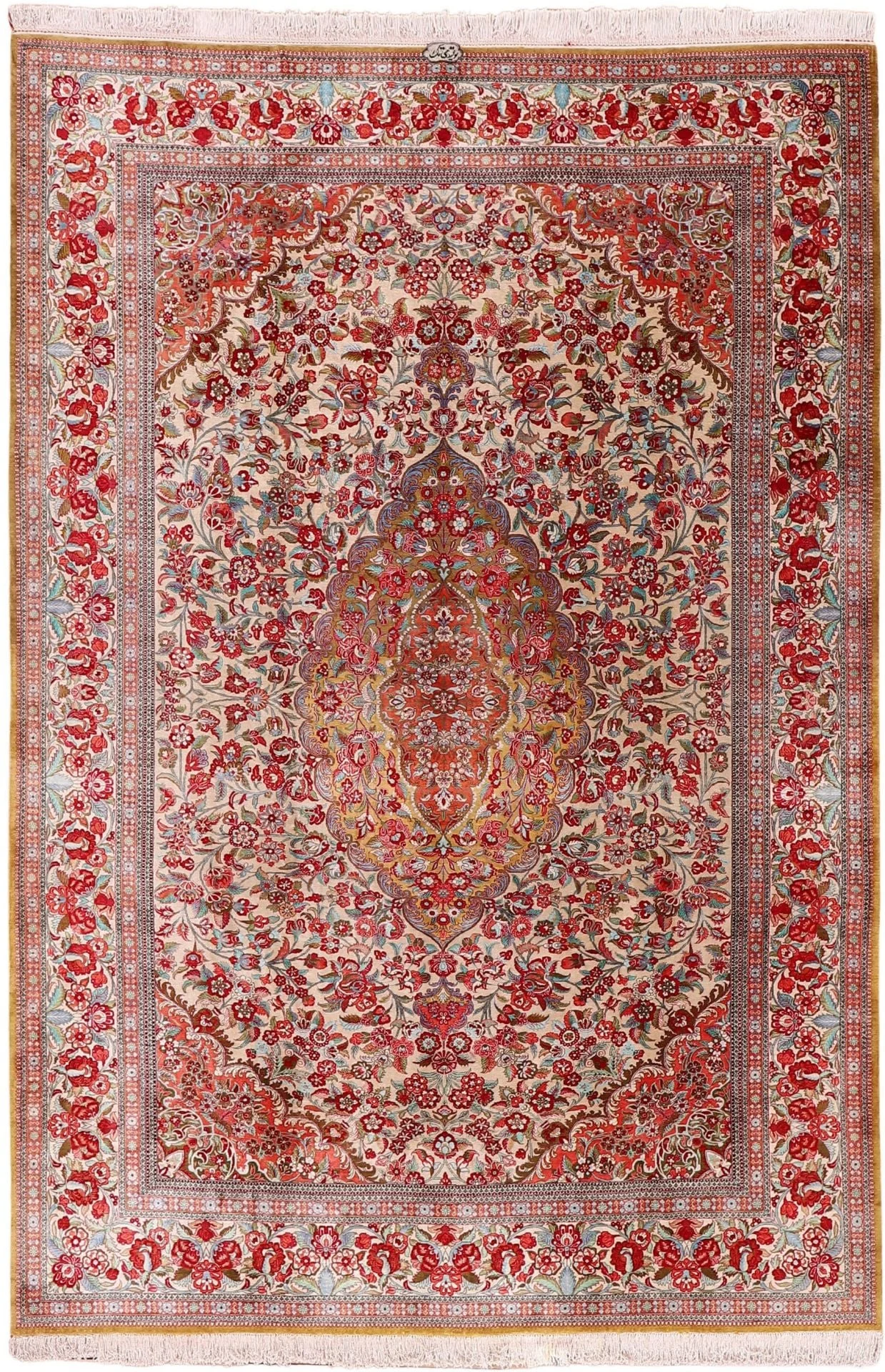 Qom Persian Rug 212 × 318 cm, Silk, hand-knotted
