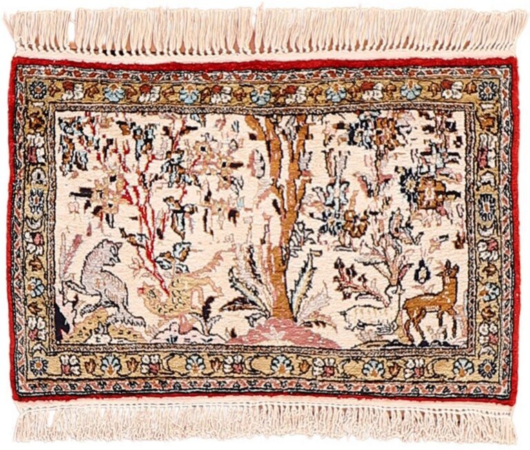 Qom Persian Rug 44 × 66 cm, Silk, hand-knotted