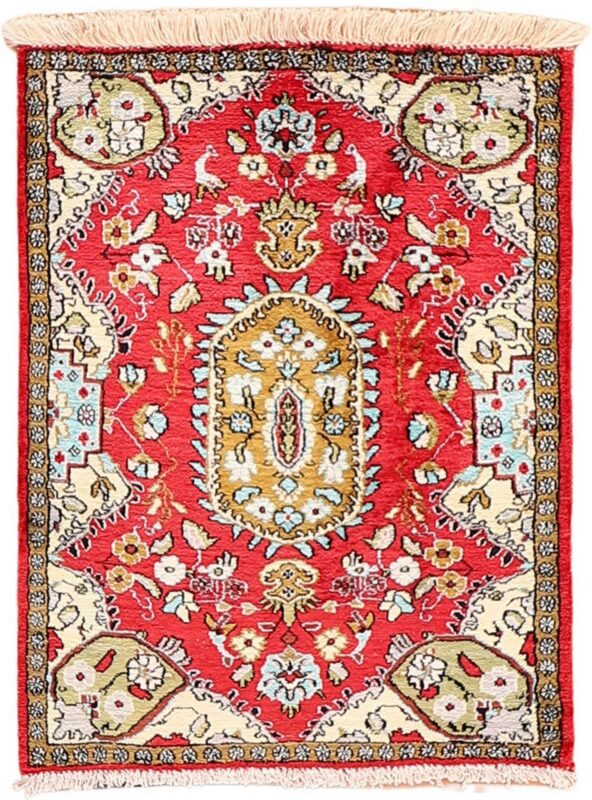 Qom Persian Rug 56 × 75 cm, Silk, hand-knotted, exclusive Qom Persian Rug 56 × 75 cm, Silk, hand-knotted, exclusive