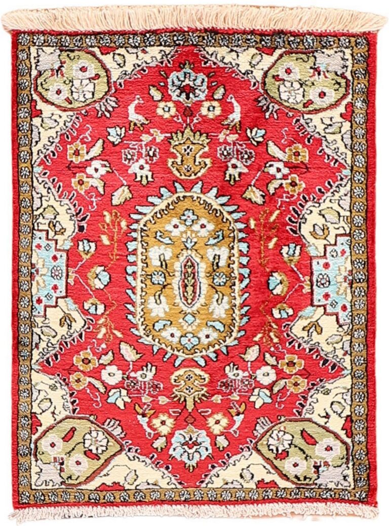 Qom Persian Rug 56 × 75 cm, Silk, hand-knotted, exclusive