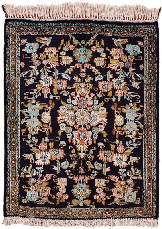 Qom Persian Rug 57 × 74 cm, Silk, hand-knotted