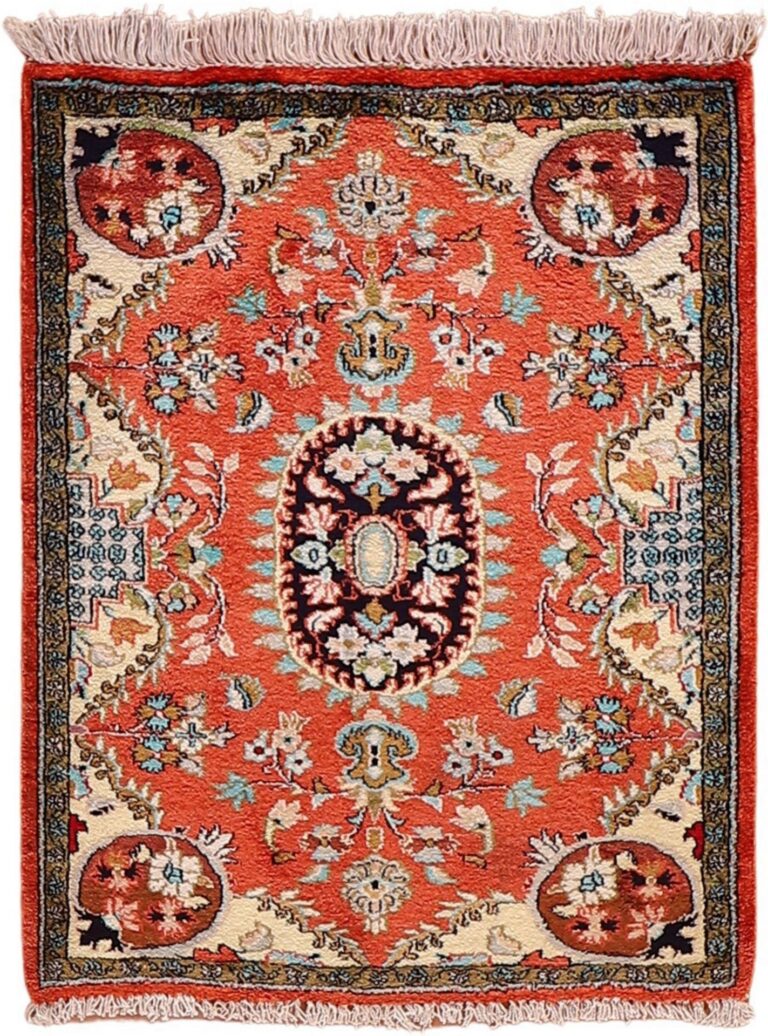 Qom Persian Rug 58 × 75 cm, Silk, hand-knotted, exclusive