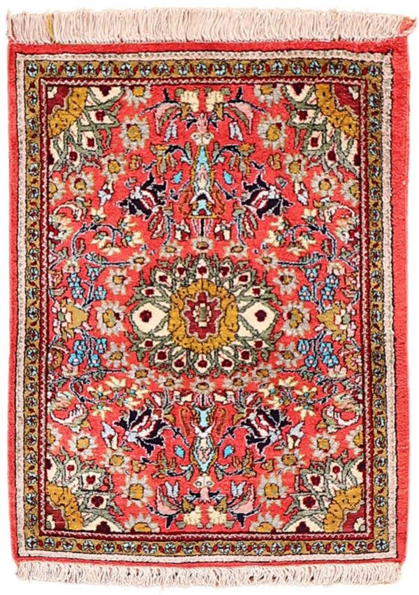 Qom Persian Rug 60 × 77 cm, Silk, hand-knotted, exclusive