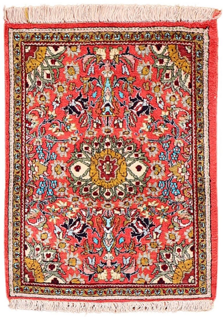 Qom Persian Rug 60 × 77 cm, Silk, hand-knotted, exclusive