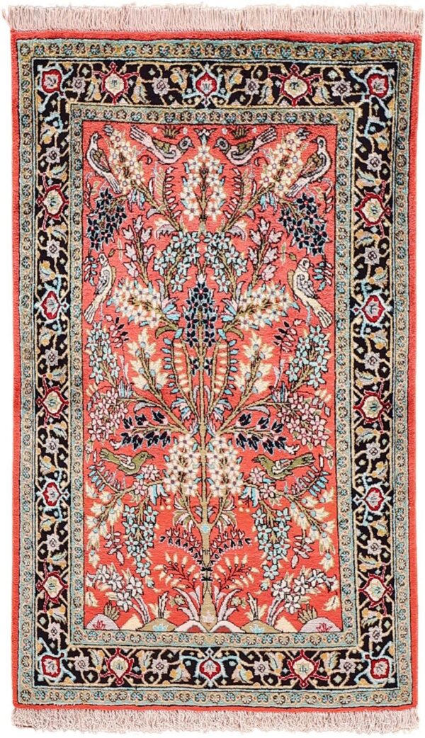Qom Persian Rug 72 × 122 cm, Silk, hand-knotted, exclusive Qom Persian Rug 72 × 122 cm, Silk, hand-knotted, exclusive
