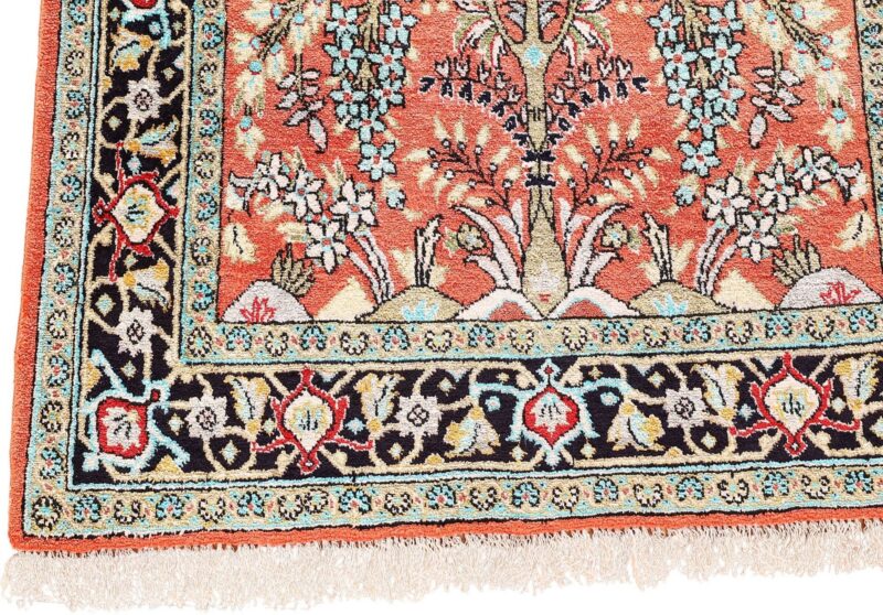 Qom Persian Rug 72 × 122 cm, Silk, hand-knotted, exclusive — view 5 Qom Persian Rug 72 × 122 cm, Silk, hand-knotted, exclusive — view 5