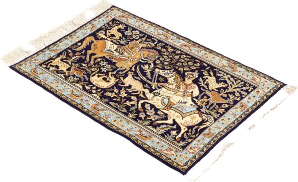 Qom Persian Rug 74 × 104 cm, Wool and Silk, hand-knotted — view 3 Qom Persian Rug 74 × 104 cm, Wool and Silk, hand-knotted — view 3