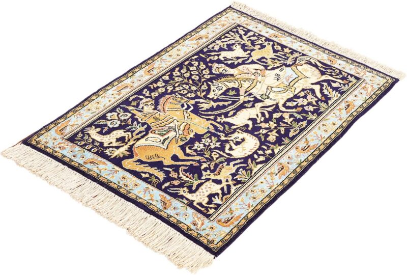 Qom Persian Rug 74 × 104 cm, Wool and Silk, hand-knotted — view 4 Qom Persian Rug 74 × 104 cm, Wool and Silk, hand-knotted — view 4