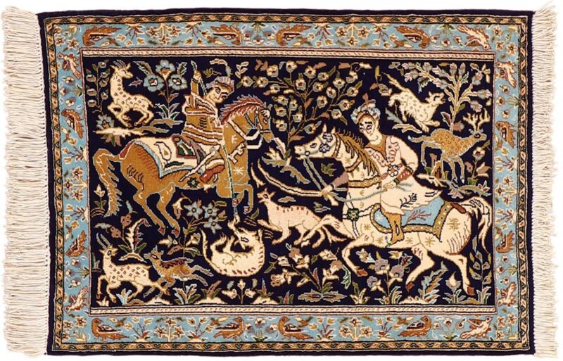 Qom Persian Rug 74 × 104 cm, Wool and Silk, hand-knotted Qom Persian Rug 74 × 104 cm, Wool and Silk, hand-knotted