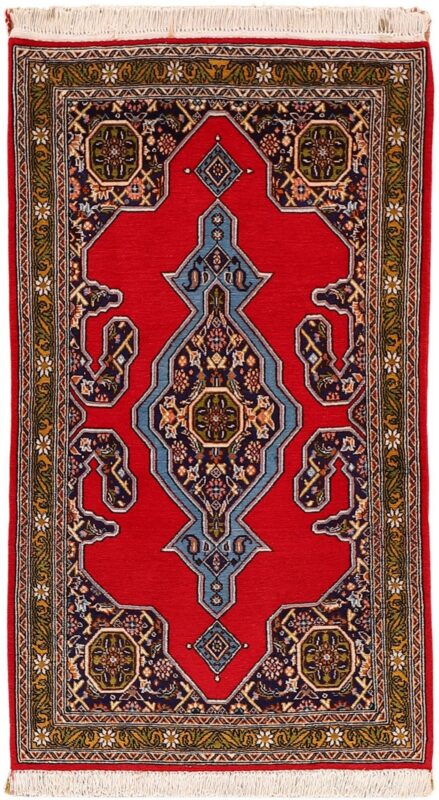 Qom Persian Rug 75 × 132 cm, Wool and Silk, hand-knotted Qom Persian Rug 75 × 132 cm, Wool and Silk, hand-knotted
