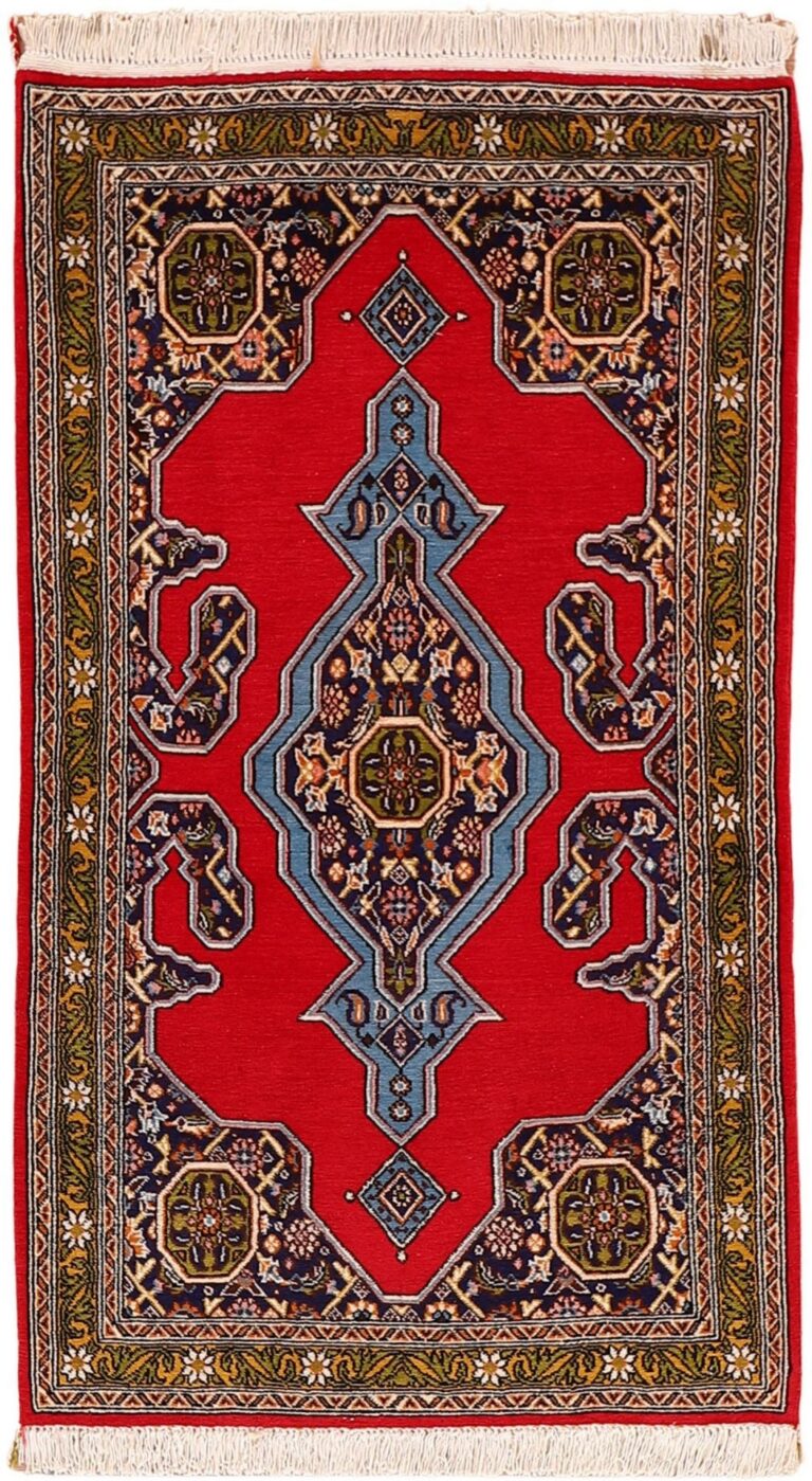 Qom Persian Rug 75 × 132 cm, Wool and Silk, hand-knotted