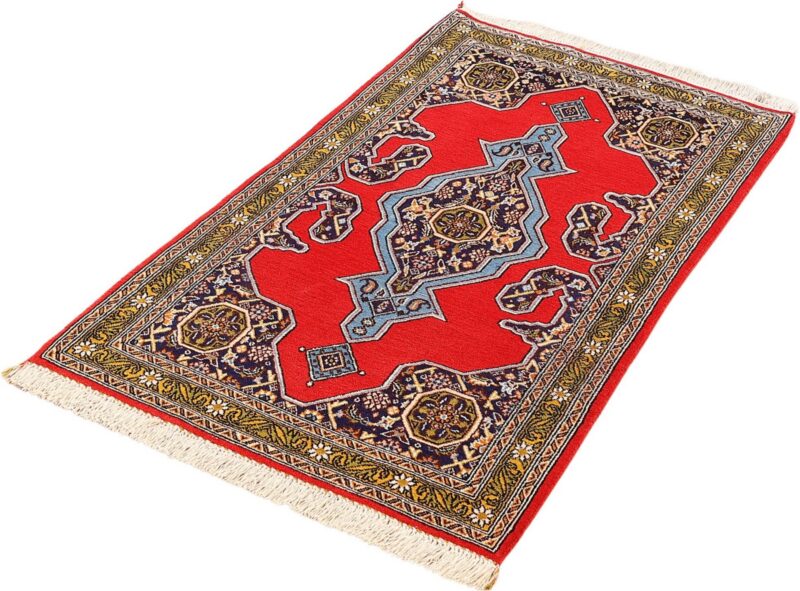 Qom Persian Rug 75 × 132 cm, Wool and Silk, hand-knotted — view 3 Qom Persian Rug 75 × 132 cm, Wool and Silk, hand-knotted — view 3