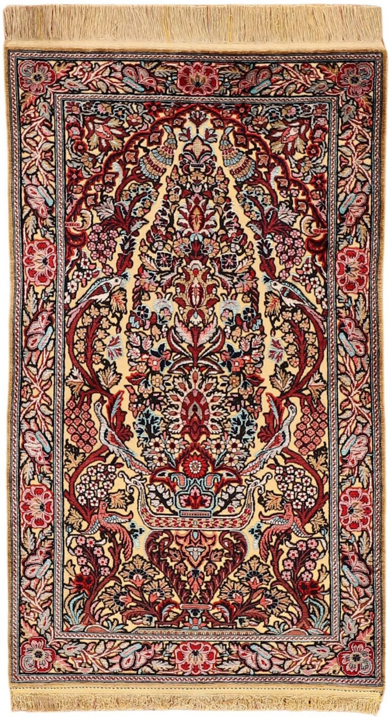 Qom Persian Rug 77 × 133 cm, Silk, hand-knotted