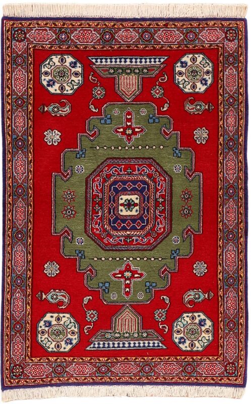 Qom Persian Rug 83 × 124 cm, Wool and Silk, hand-knotted
